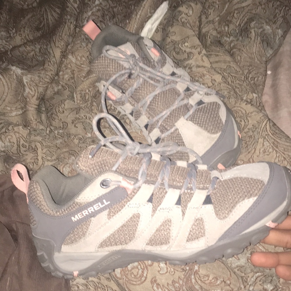 Merrell grey and pink hiking shoes